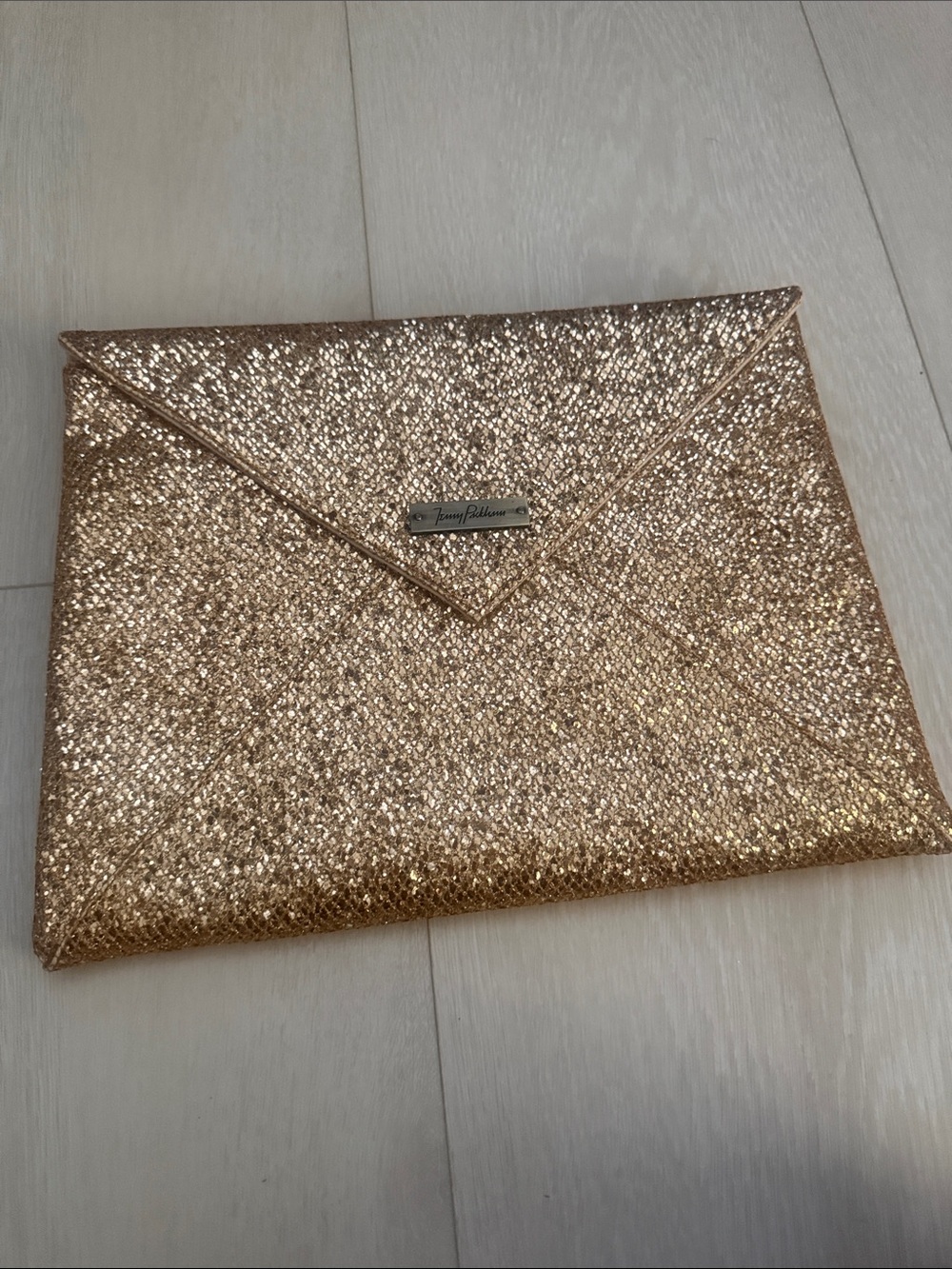 Jenny Packham Gold Glitter Envelope Clutch - Picture 3 of 9
